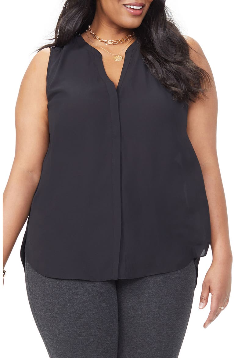Print Sleeveless Pleat Back Top, Main, color, BLACK