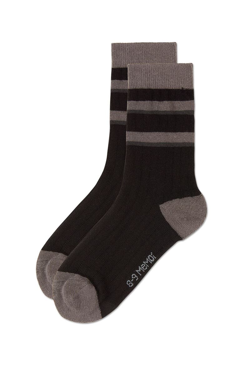Tonal Stripe Rich Crew Sock, Alternate, color, Black