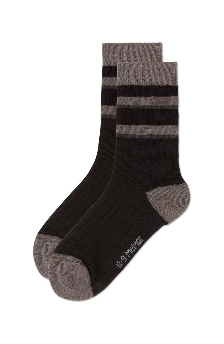 MeMoi Tonal Stripe Rich Crew Sock, Alternate, color, Black