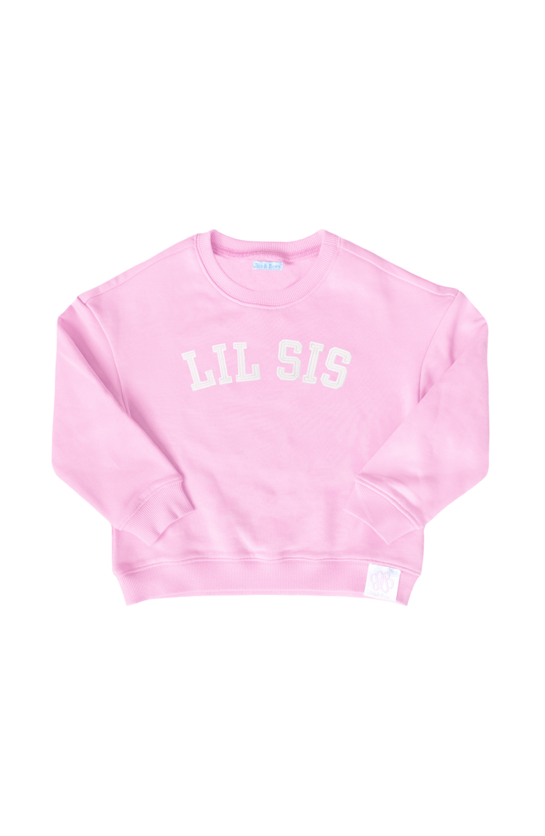Bits & Bows Lil Sis Sweatshirt, Main, color, Pink/White