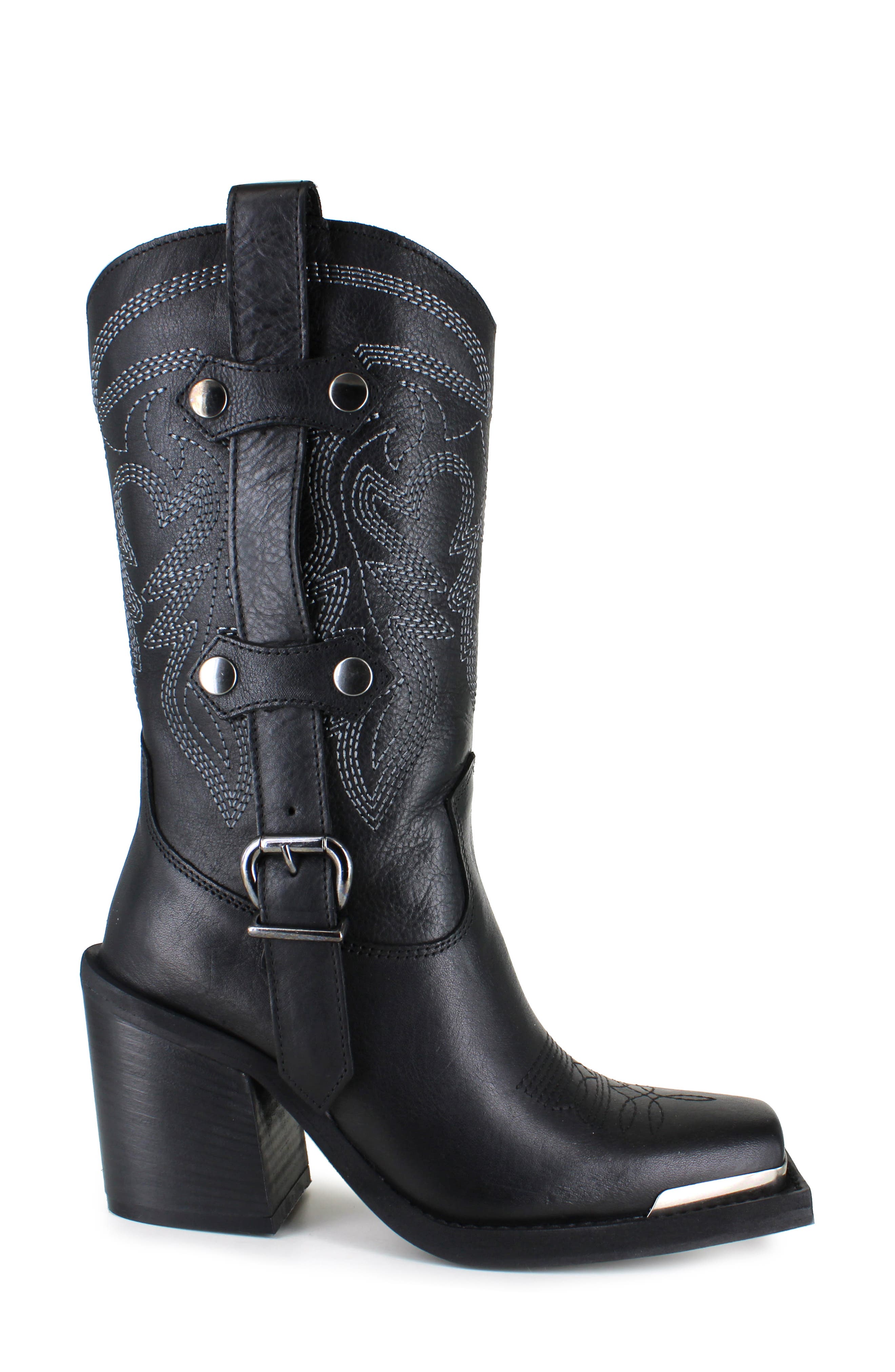ZIGI Amaranta Cowboy Boot, Alternate, color, Black Leather