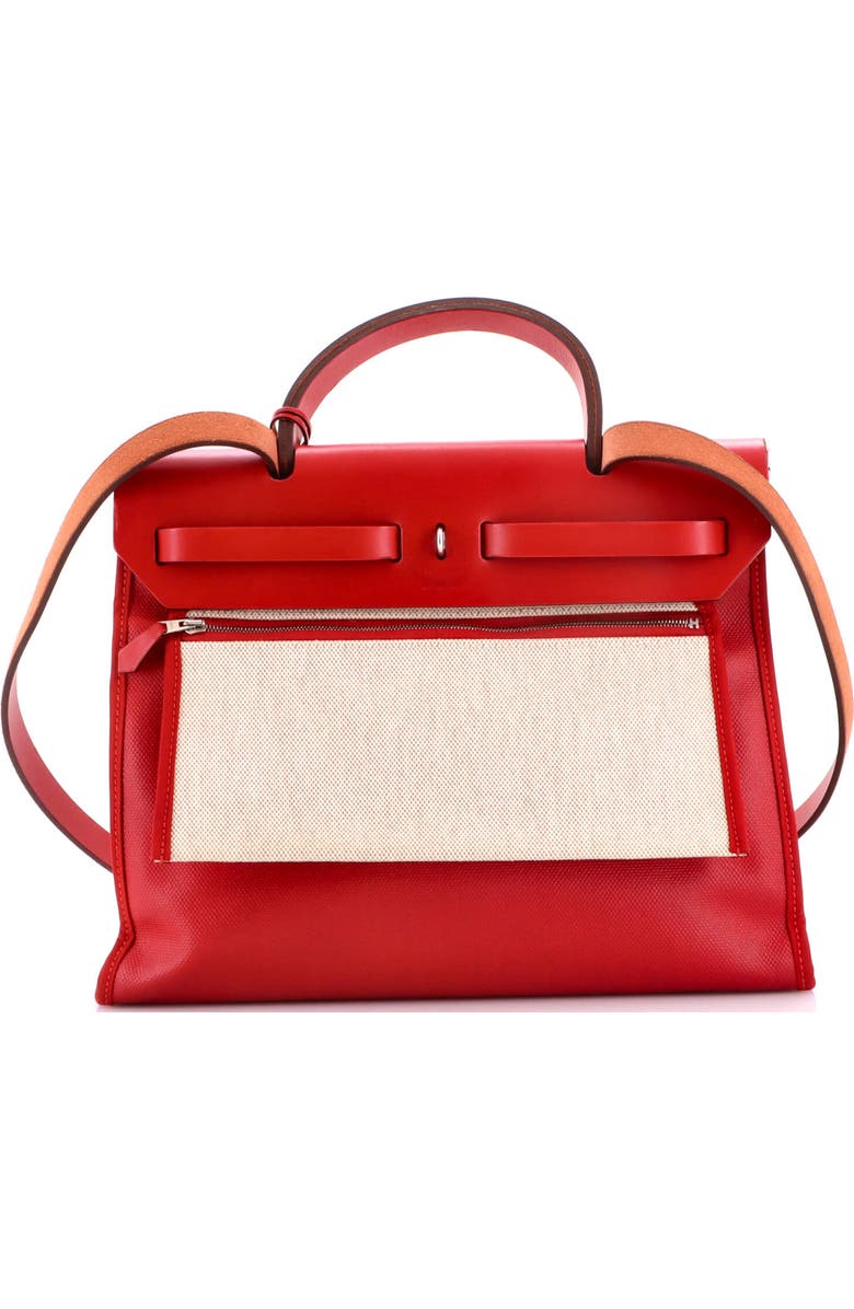 Pre-Owned Hermes Herbag Zip Berline Vache Canvas and Leather 31, Alternate, color, Rouge Piment