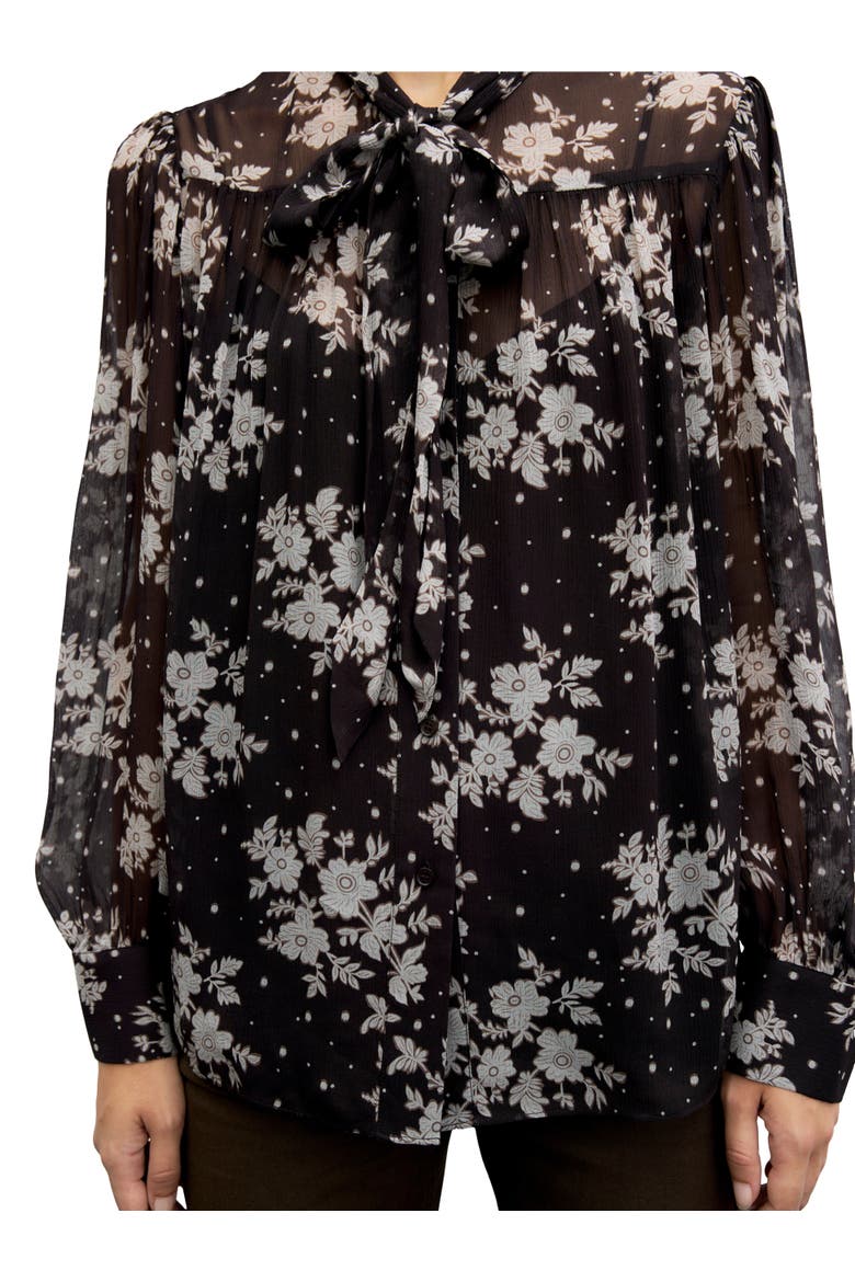 Loa Tie Neck Shirt, Alternate, color, Brown