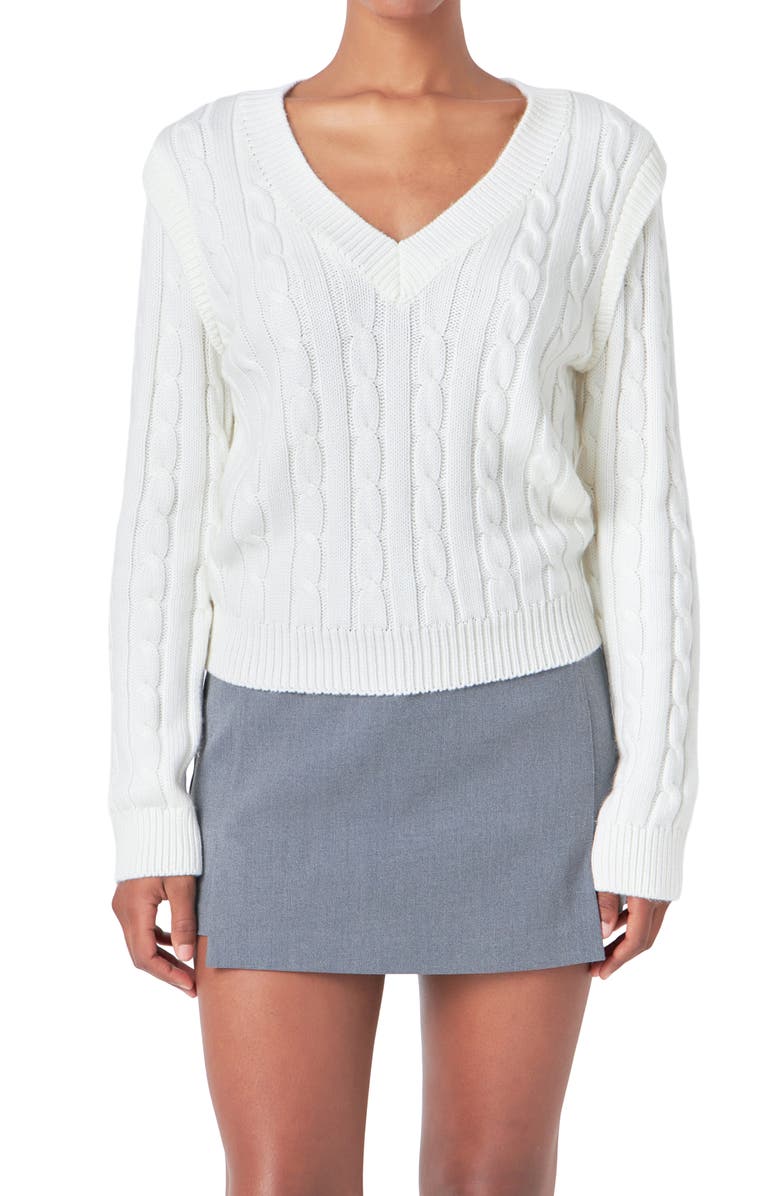 Endless Rose Cable Knit Sweater, Alternate, color, Ivory
