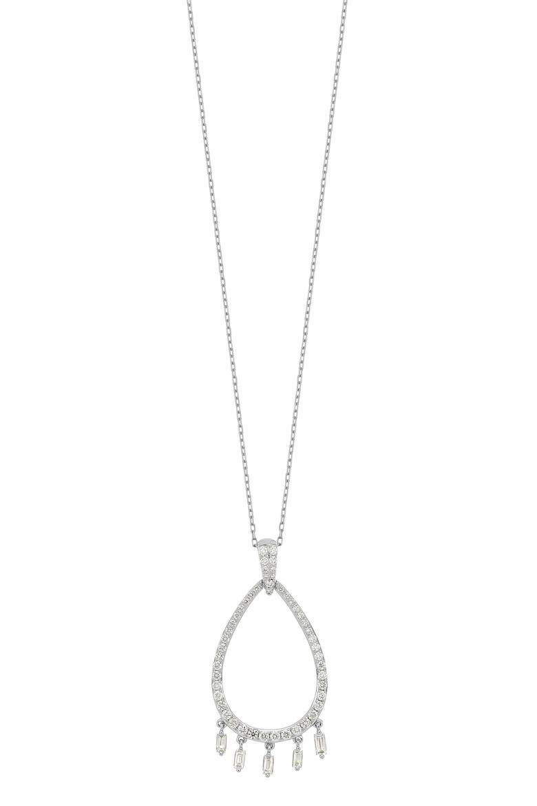 Gatsby 18K White Gold Diamond Open Teardrop Pendant Necklace - 0.55ct. (Nordstrom Exclusive), Main, color, 18K WHITE GOLD