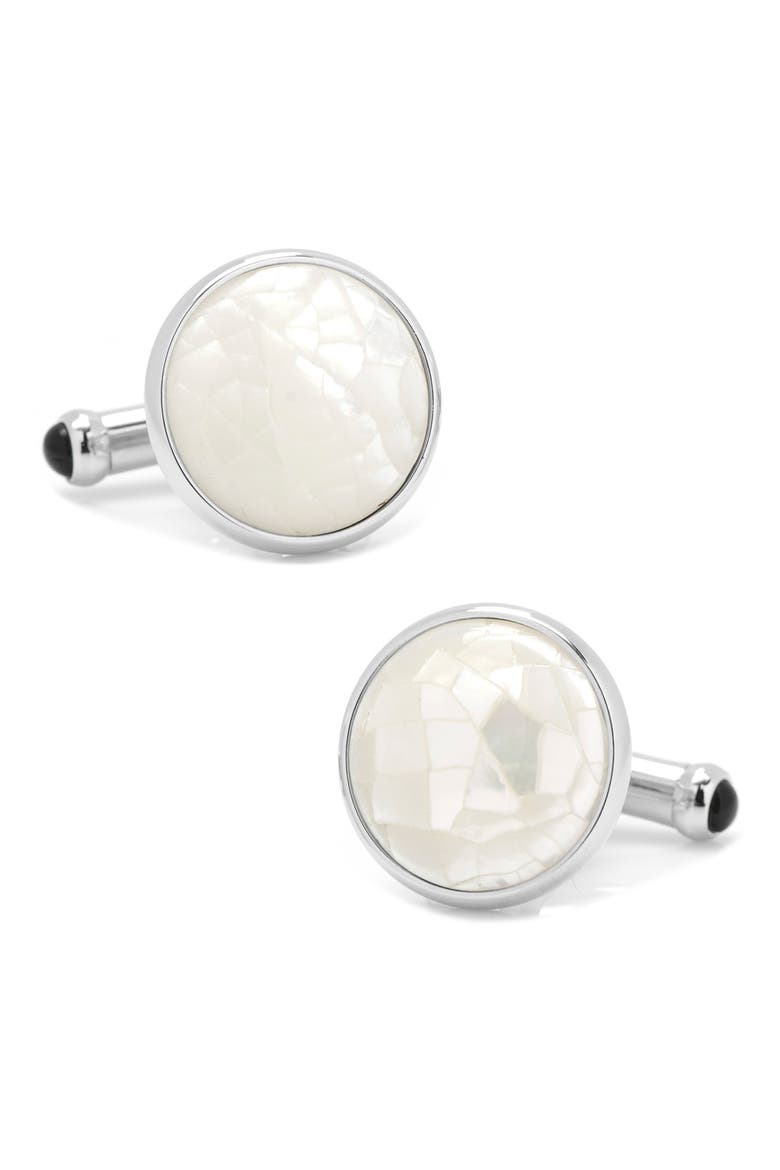 Mosaic Mother-of-Pearl Cuff Links, Main, color, WHITE