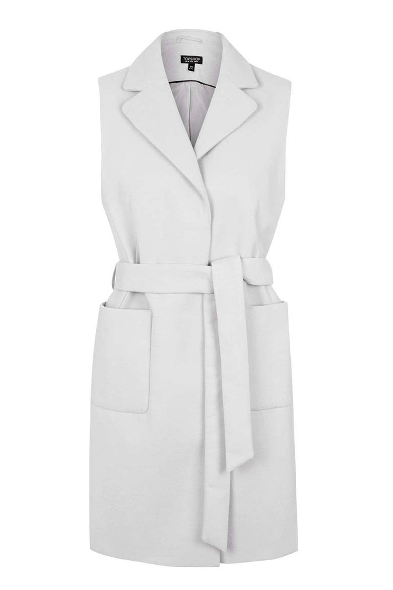 Sleeveless Belted Coat, Alternate, color, LIGHT GREY