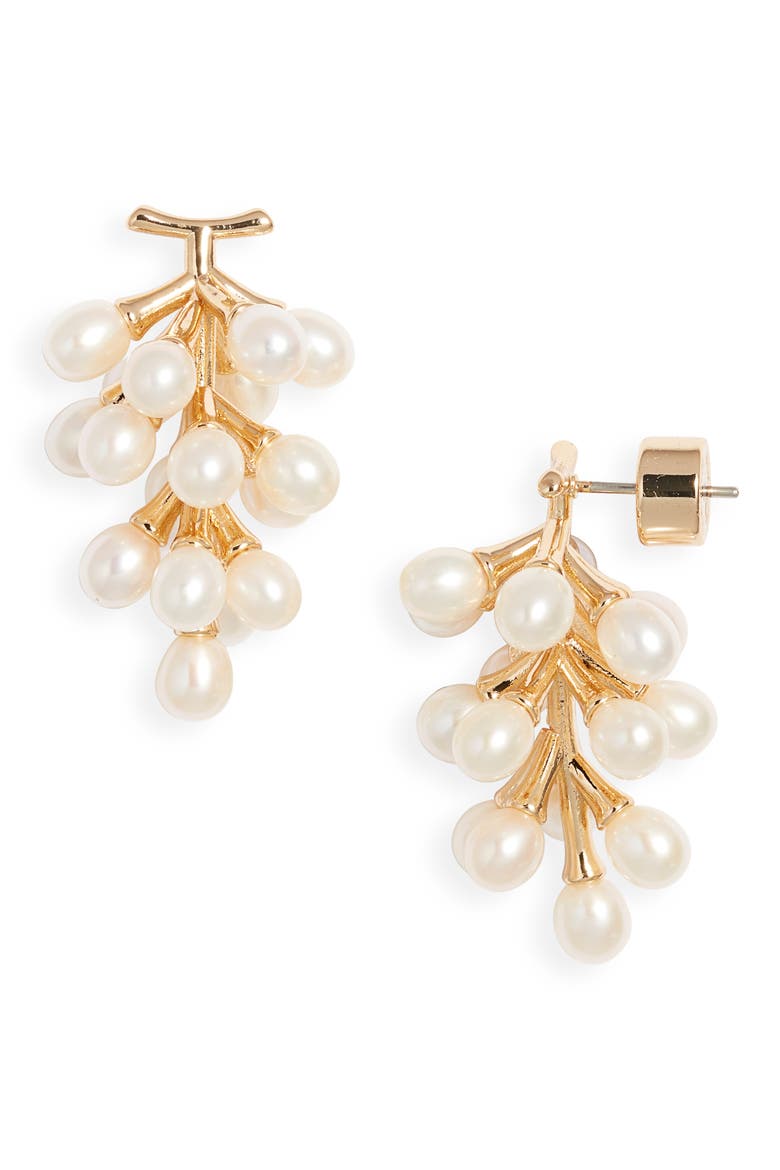 Freshwater Pearl Cluster Earrings, Main, color, GOLD
