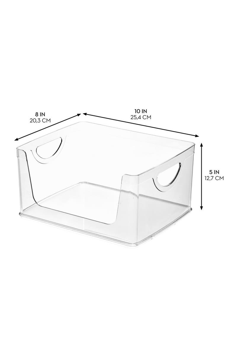 Basic Stackable Open-Front Storage Bins with Handles for Kitchen and Pantry - Set of 4 - Clear, Alternate, color, Clear