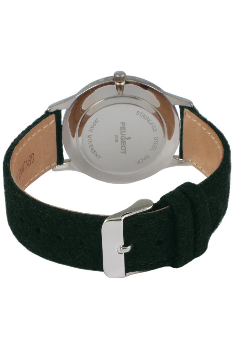 Minimalist Clean Dial Wool-Leather Strap Watch- 40MM, Alternate, color, Green