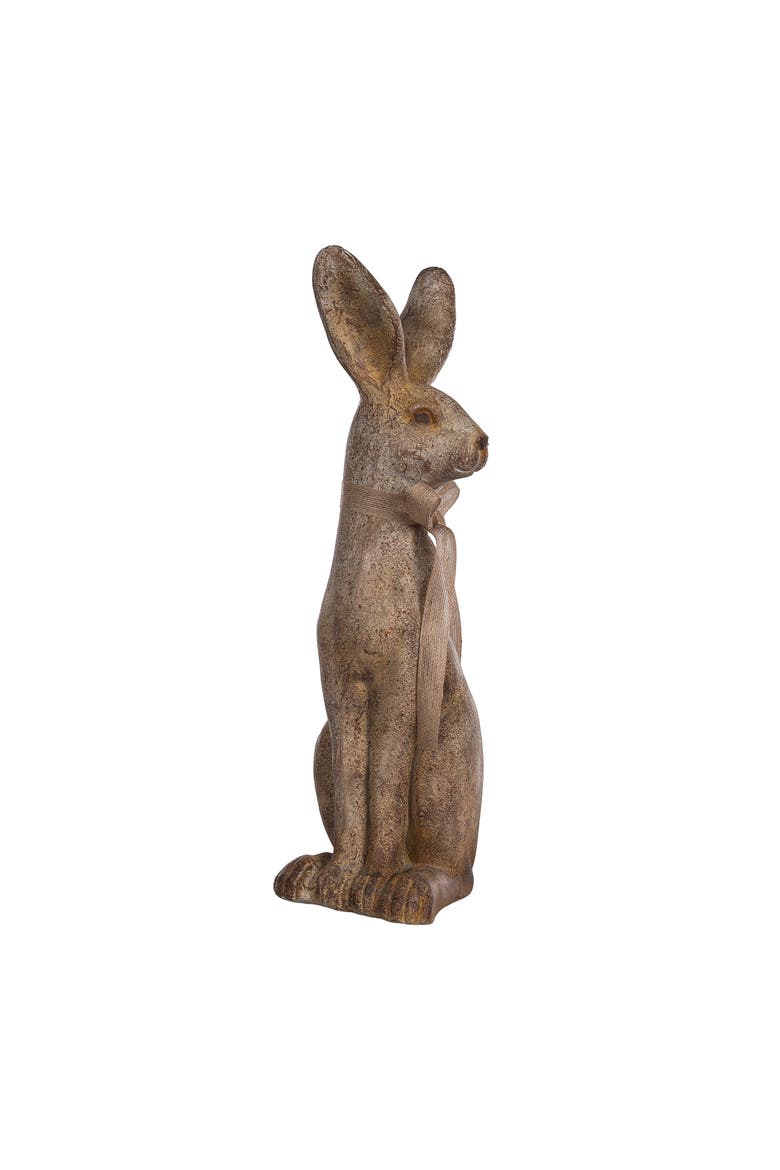 24 Inch MGO Sitting Garden Bunny Resin Multicolored for Spring Home Decor, Alternate, color, Brown