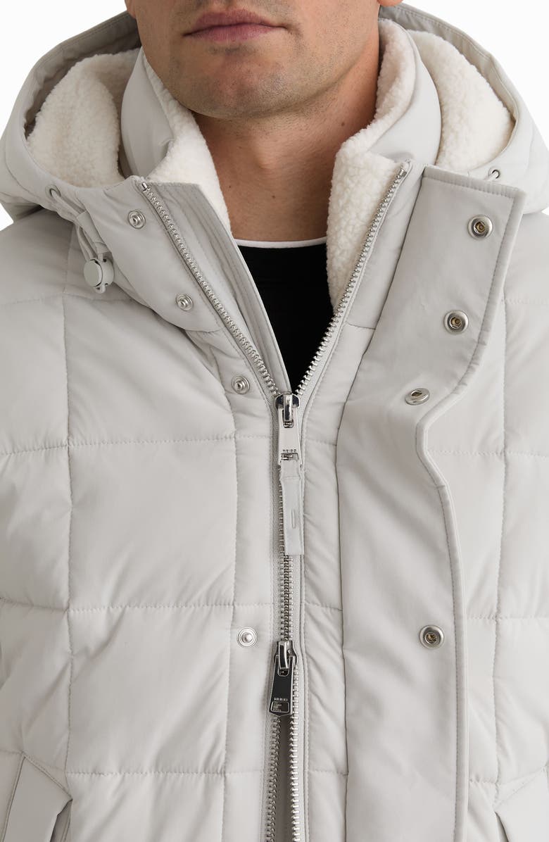 Reiss Quilted Jacket with Faux Shearling Lined Hood, Alternate, color, Stone