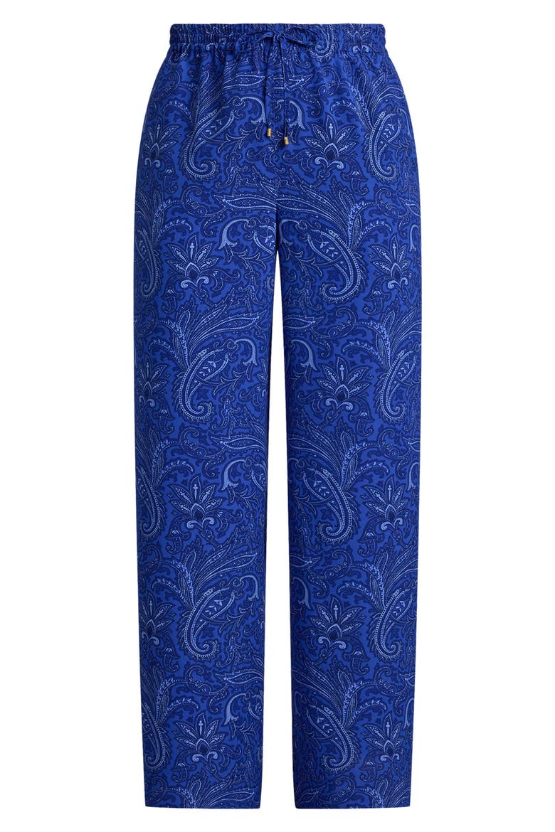 Floral Print Wide Leg Pants, Alternate, color, BLUE/ MULTI