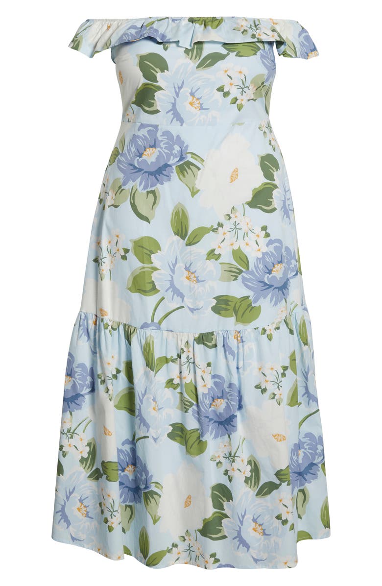 SUGARLIPS Sloane Floral Ursa Off the Shoulder Maxi Dress, Alternate, color, Light Blue/ Multi