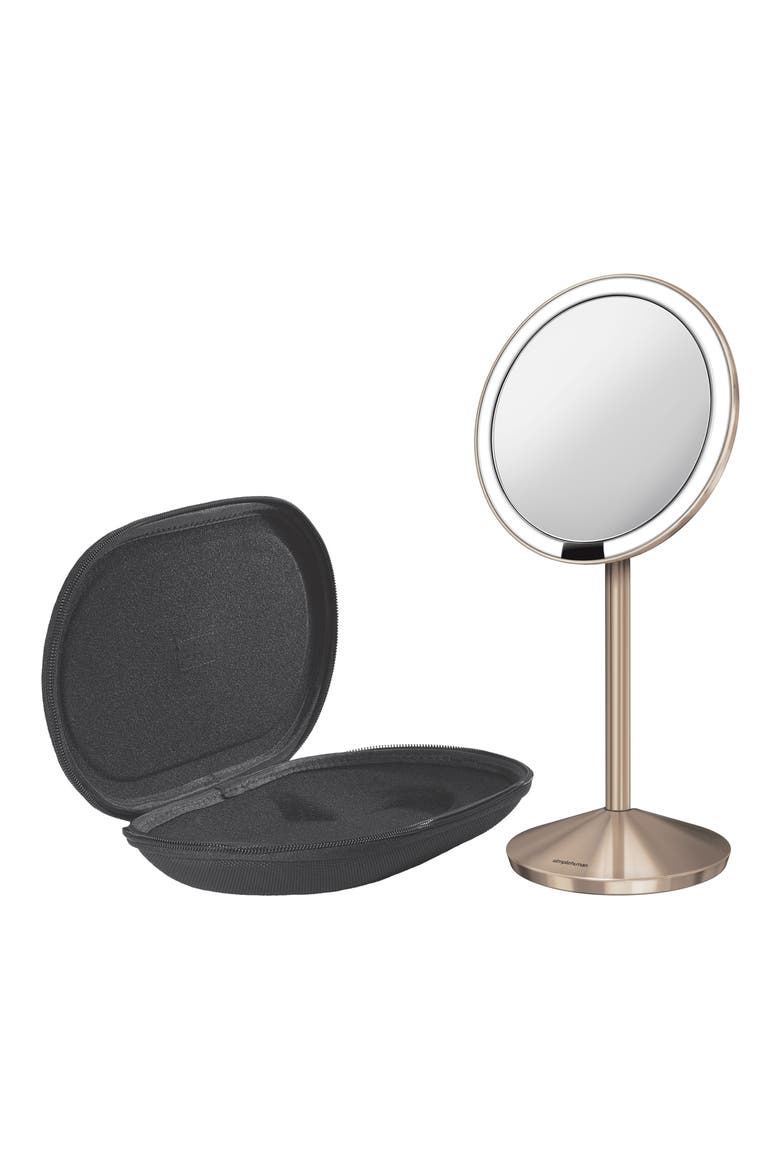5-Inch Mini Countertop Sensor Makeup Mirror, Alternate, color, ROSE GOLD