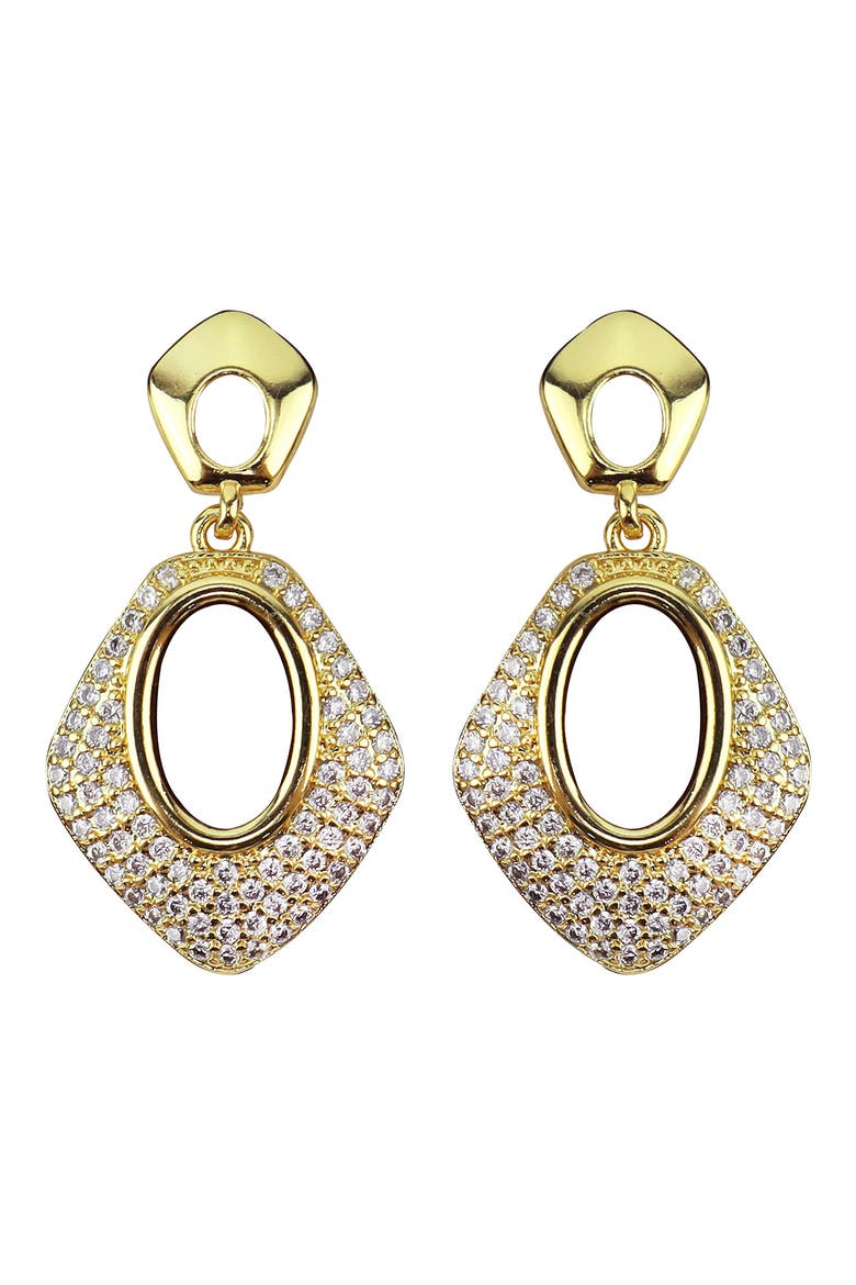 Pavé Cubic Zirconia Geometric Drop Earrings, Main, color, GOLD