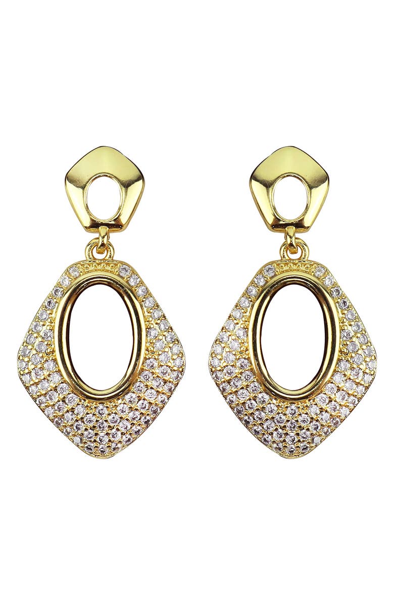 Panacea Pavé Cubic Zirconia Geometric Drop Earrings, Main, color, Gold
