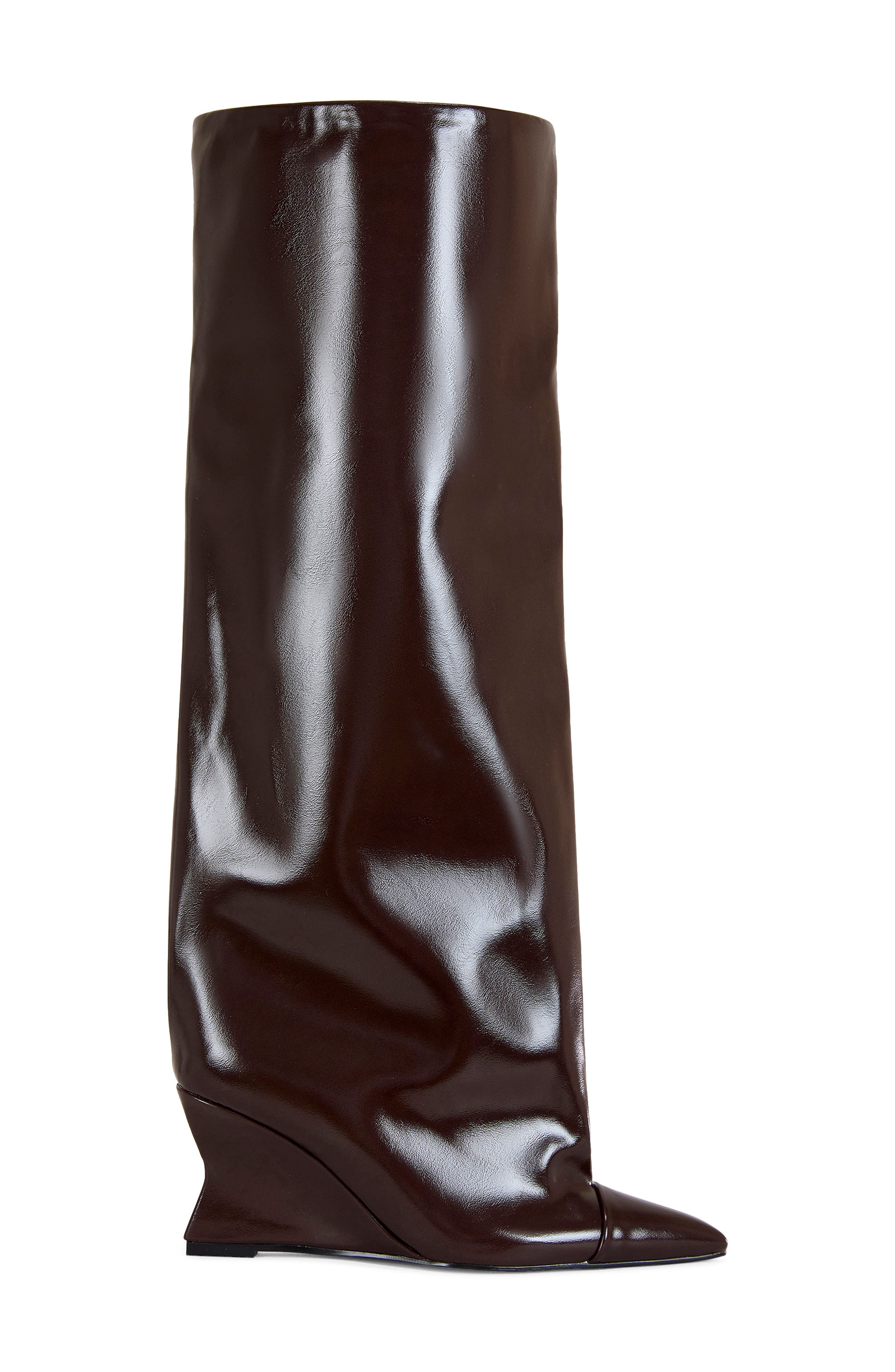 AZALEA WANG Kenya Wide Shaft Wedge Boot, Alternate, color, Brown