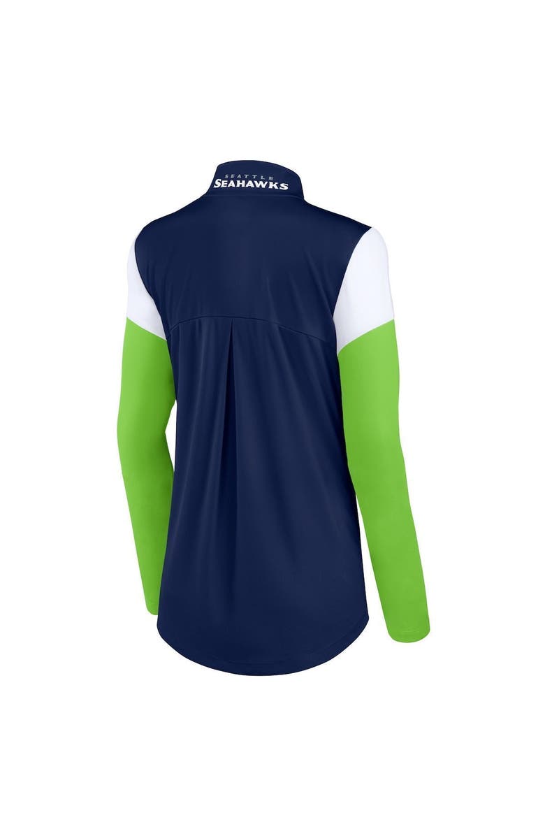 FANATICS Women's Fanatics Branded College Navy/Neon Green Seattle Seahawks Block Party Team Authentic Quarter-Zip Jacket, Alternate, color, 