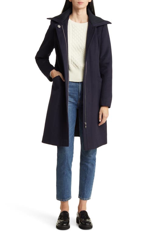 Shop Sam Edelman Wool Blend Rib Collar Coat