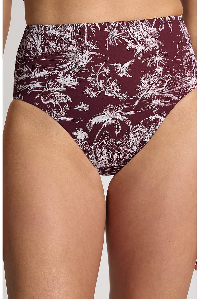 Cheeky High Waisted Bikini Bottoms, Main, color, Burgundy Island Scenic
