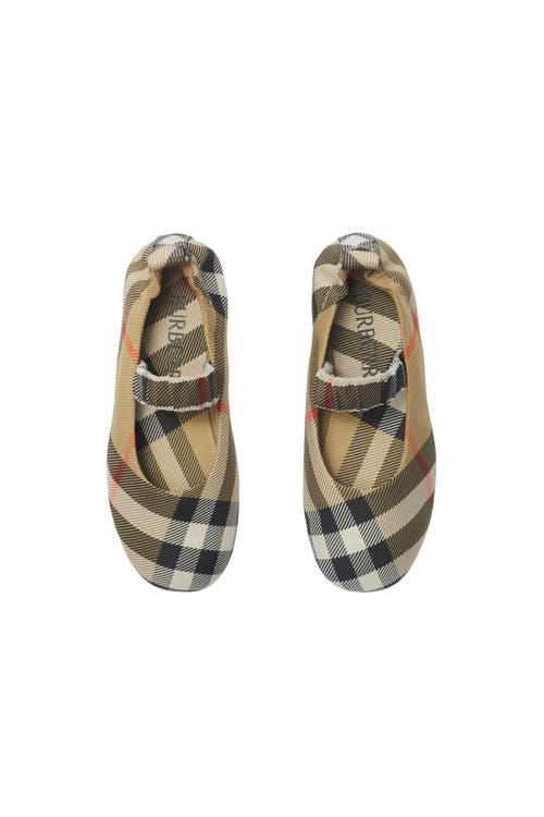Burberry Beige Comb Kids' Chaterley Check-pattern Woven Ballet Flats Eur 25 /7.5 Uk In Multi