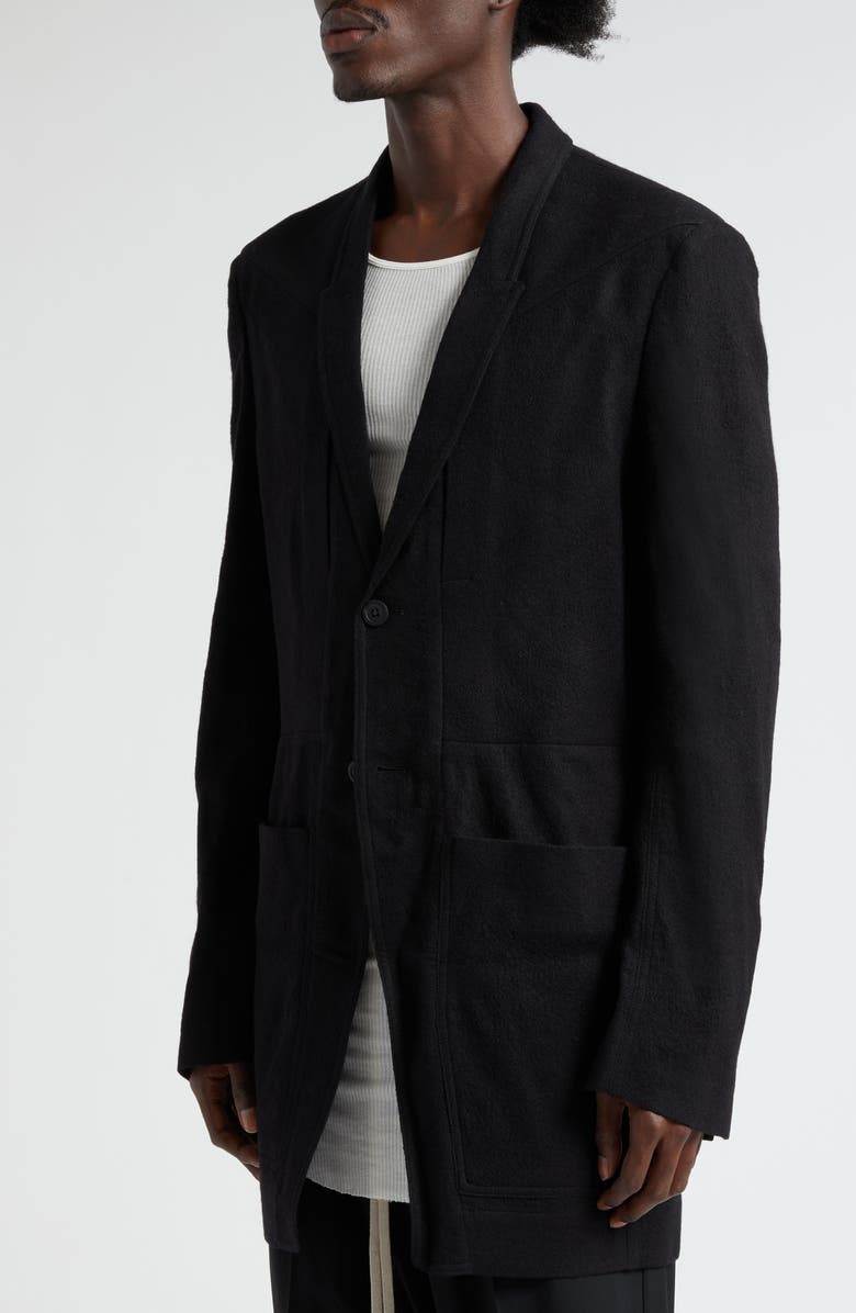 Rick Owens Fogpocket Lido Wool Flannel Jacket, Alternate, color, Black