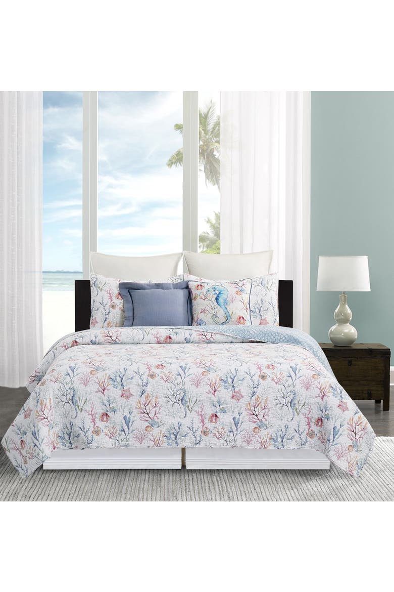 Nori Coral Quilt Set Bedding Collection, Alternate, color, Blue