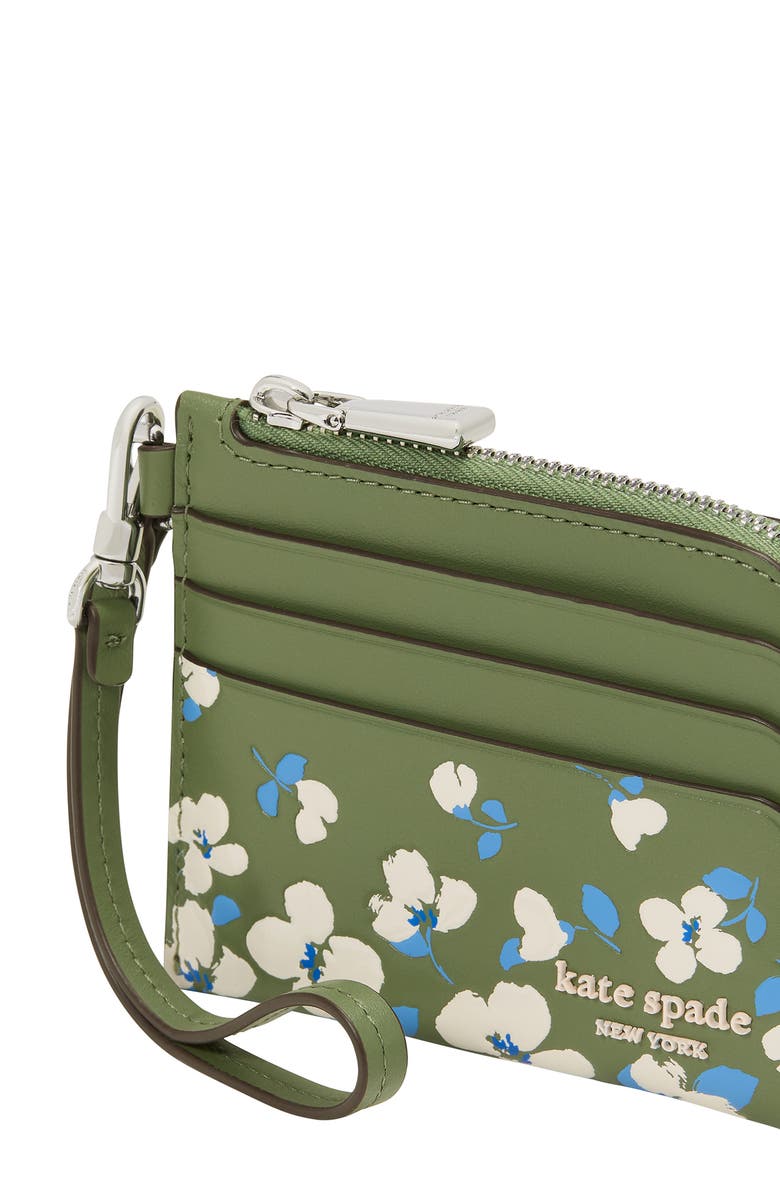 Kate Spade New York devin embossed painterly blooms leather card case, Alternate, color, 