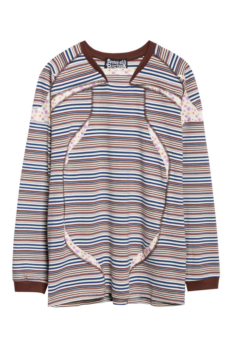 Sport Floral Stripe Raglan Sleeve T-Shirt, Alternate, color, WHITE AND BROWN STRIPES