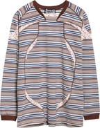 Paolina Russo Sport Floral Stripe Raglan Sleeve T-Shirt