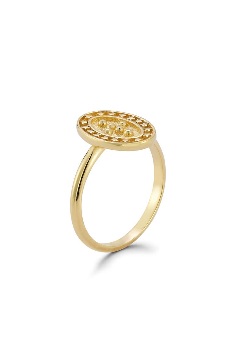 18k Gold Plated Star Cross Ring, Alternate, color, GOLD