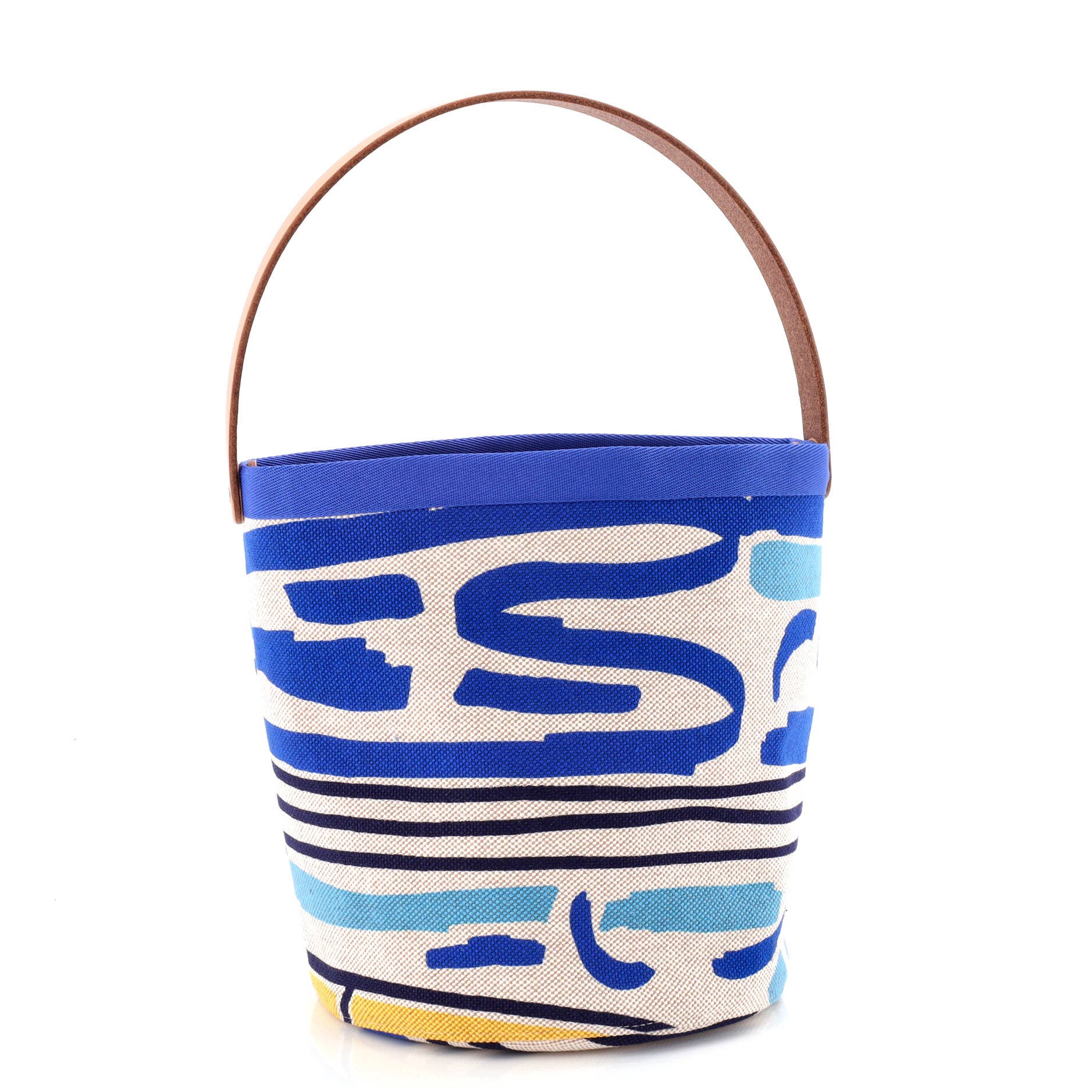 Pre-Owned Hermes Petit H Bucket Bag Printed Canvas, Main, color, Blue