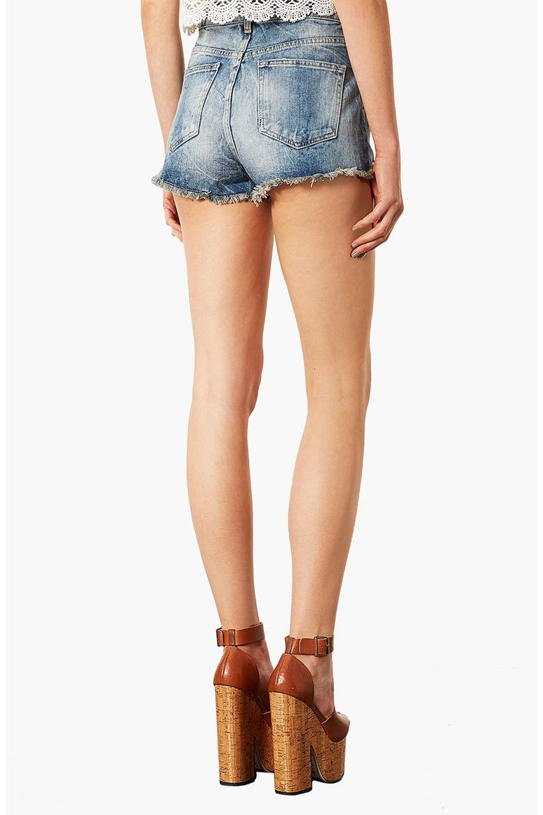 'Waterless Ruthie' Destroyed Cutoff Denim Shorts, Alternate, color, MID STONE