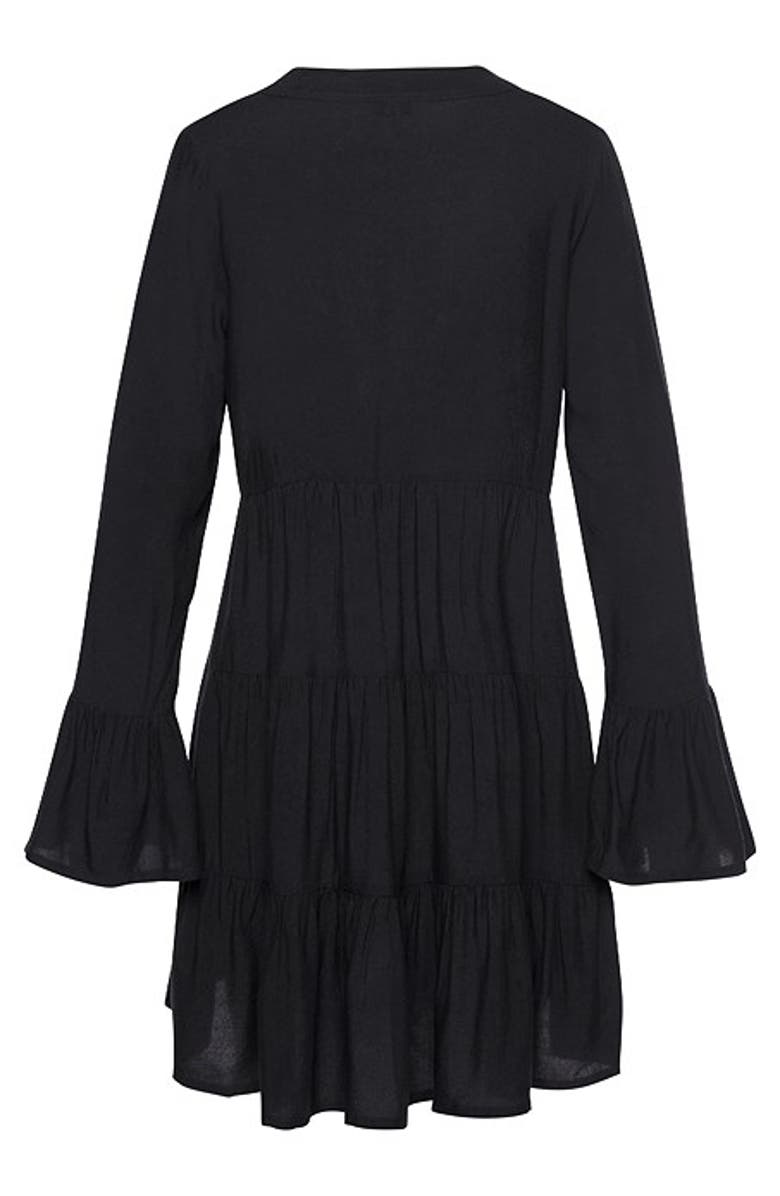 LASCANA Women's Flowy Flared Sleeve Dress, Alternate, color, Black