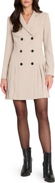Tahari ASL Pleat Detail Long Sleeve Coat Dress