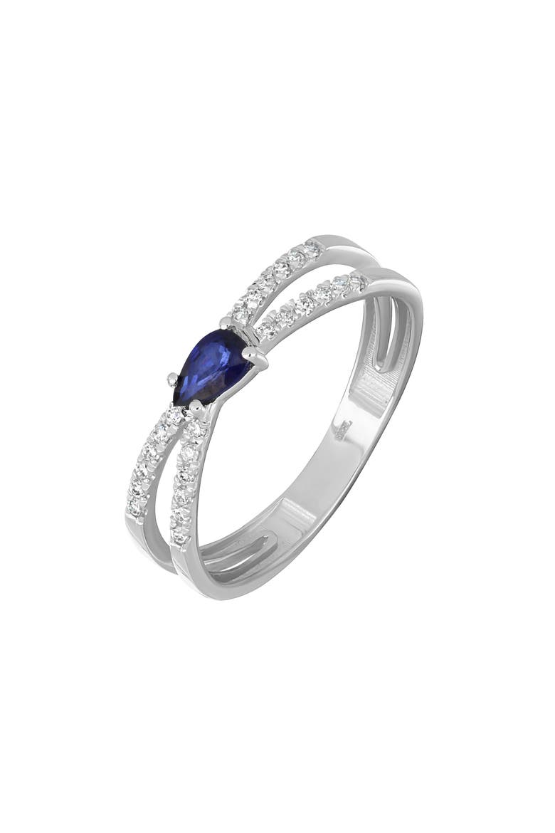El Mar 18K Gold Gemstone & Diamond Stackable Ring, Main, color, 18K WHITE GOLD SAPPHIRE