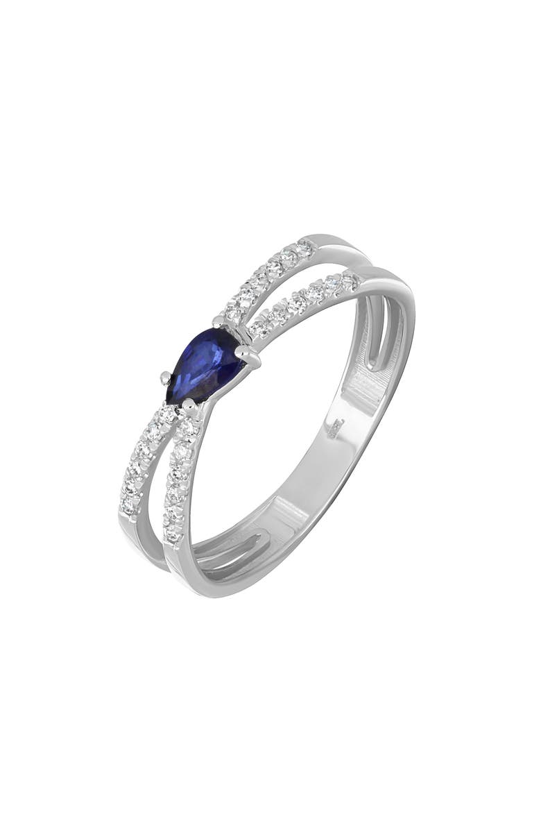 Bony Levy El Mar 18K Gold Gemstone & Diamond Stackable Ring, Main, color, 18K White Gold Sapphire