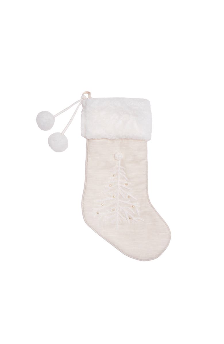 C&F Home White Christmas Tree Hanging Christmas Stocking 20", Main, color, White