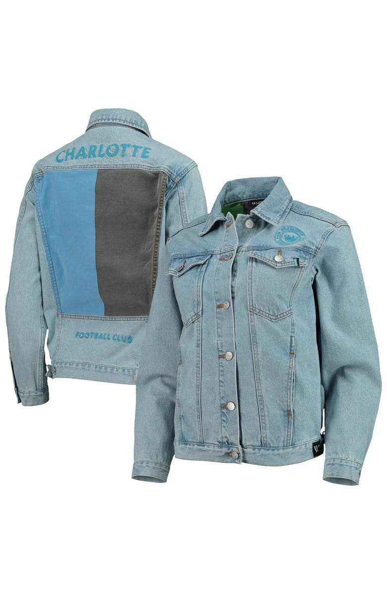 THE WILD COLLECTIVE Women's The Wild Collective Blue Charlotte FC Print Denim Button-Up Jacket, Main, color, Blue