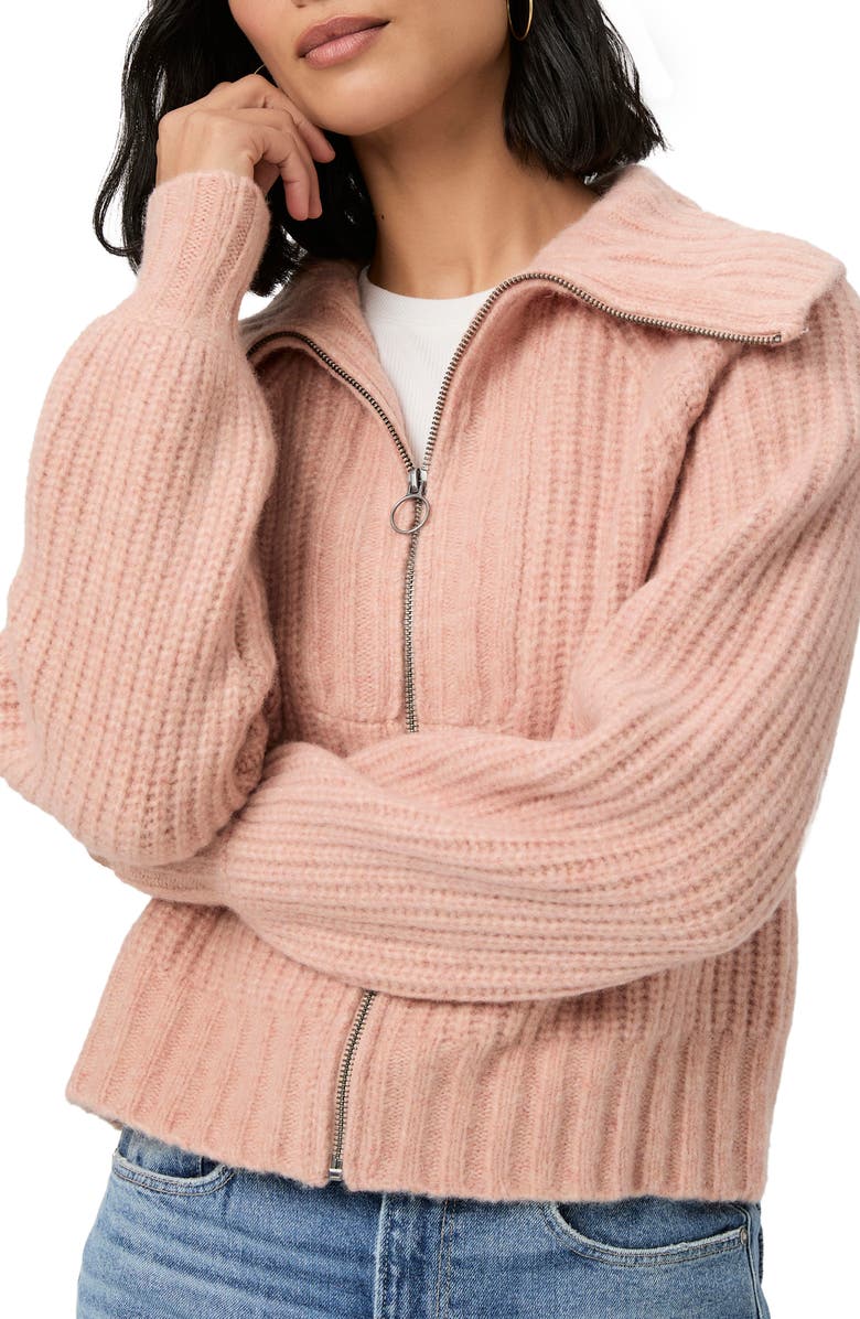 PAIGE Jayna Wool Blend Zip Cardigan, Alternate, color, Rosie Marl
