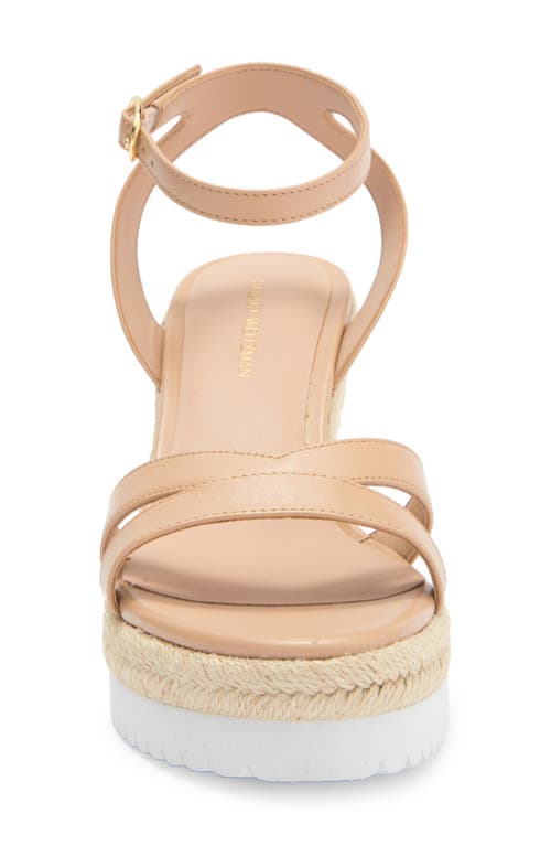 Stuart Weitzman Catlina Leather Espadrille Wedge In Golden Beige
