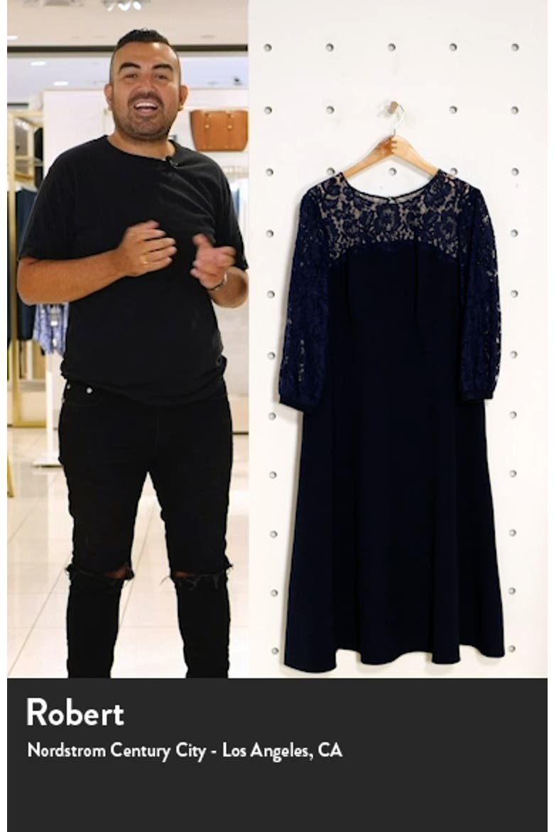 Lace Long Sleeve Midi Crepe Cocktail Dress video