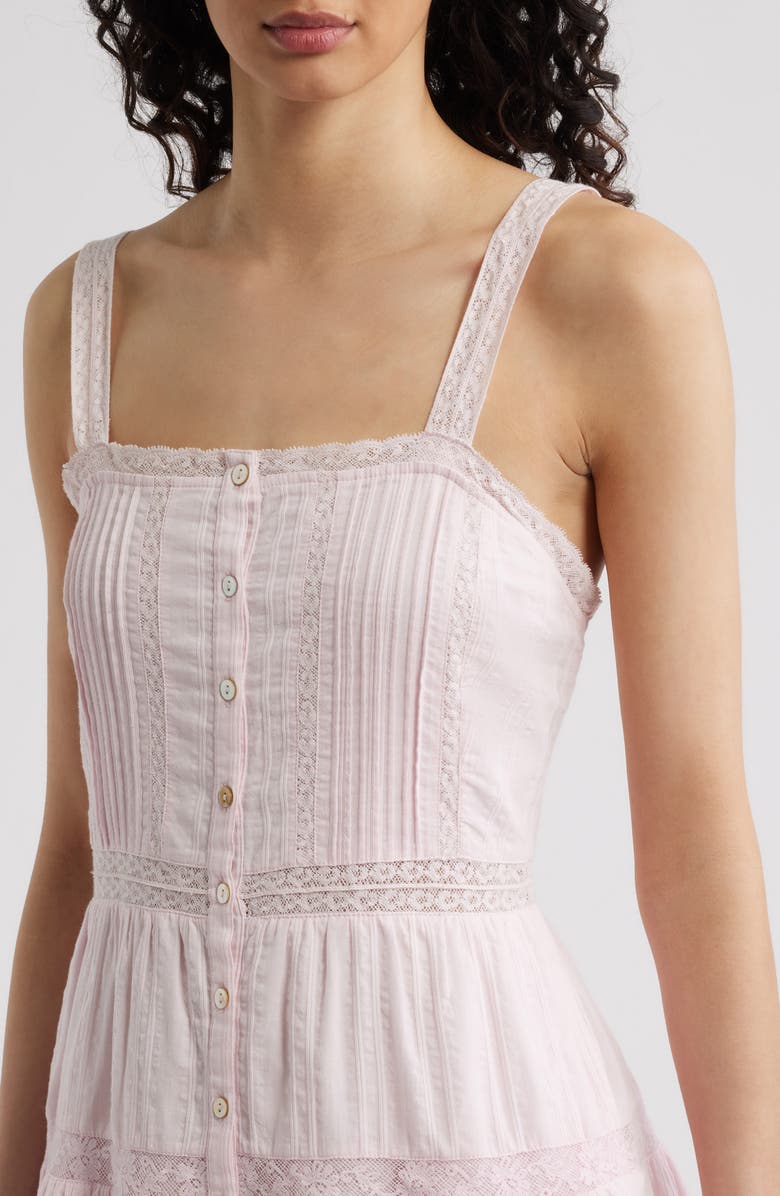 LoveShackFancy Charlize Lace Trim Sleeveless Minidress, Alternate, color,