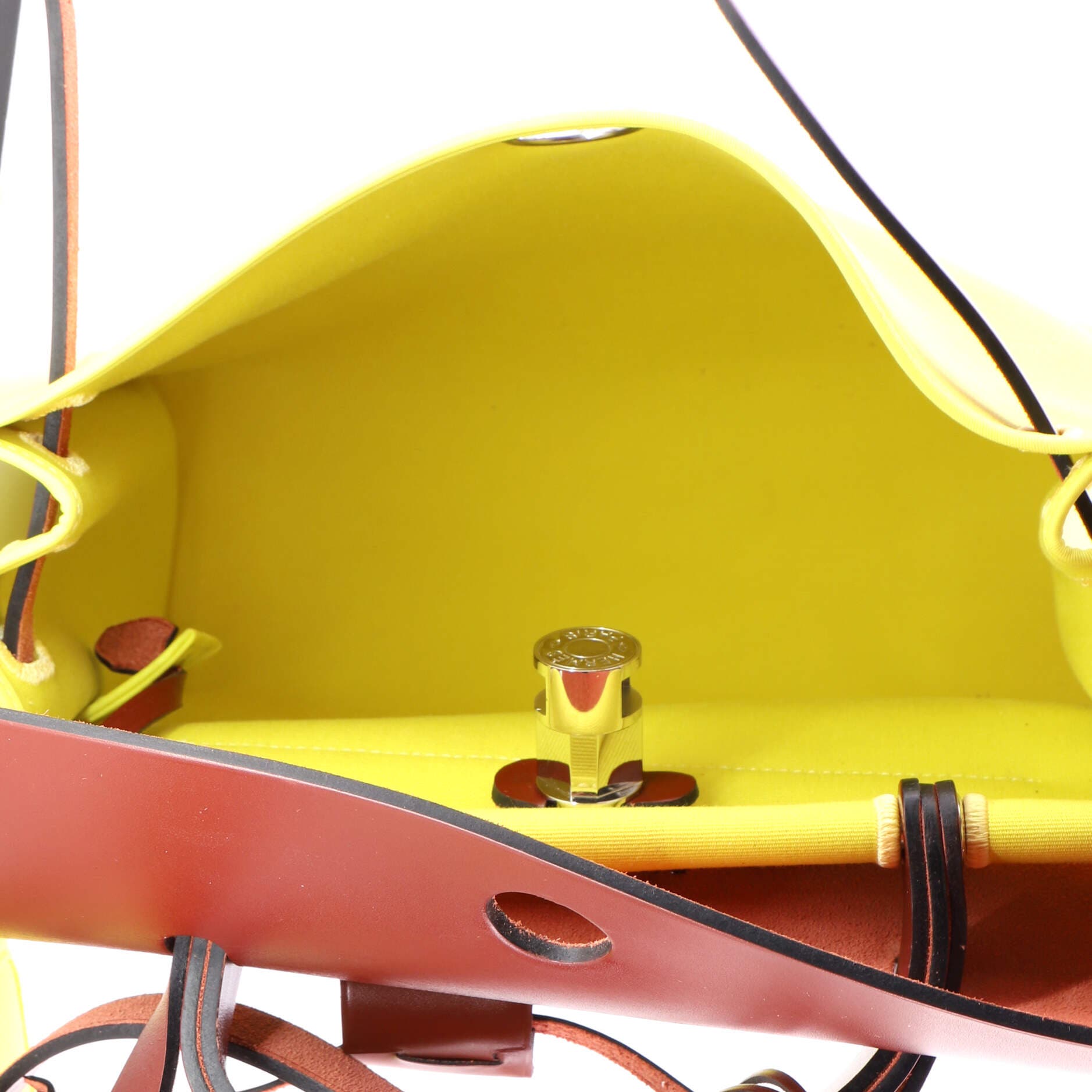 Pre-Owned Hermes Herbag Zip Leather and Toile 31, Alternate, color, Lime