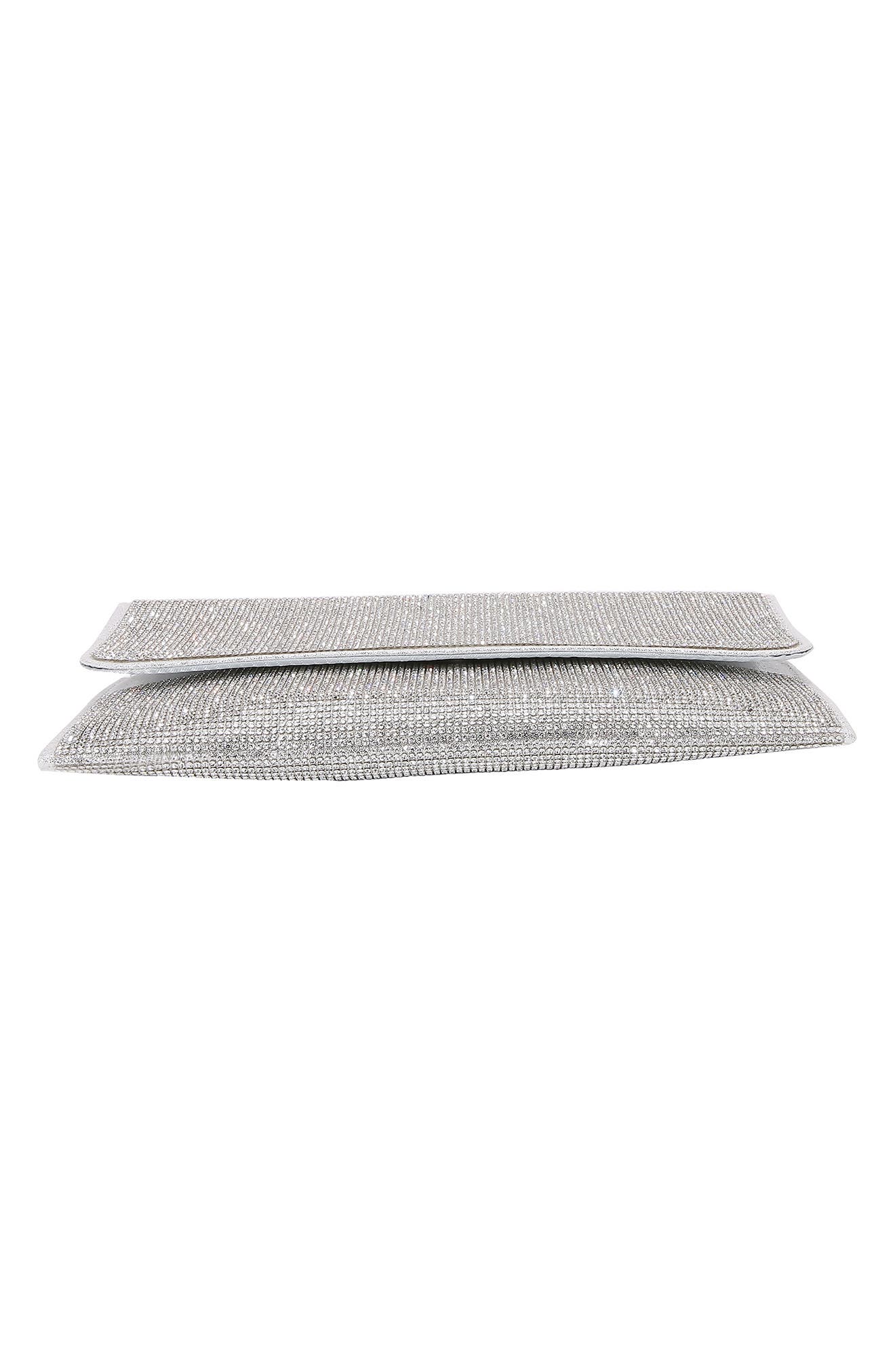 Rhinestone Envelope Clutch, Alternate, color, SILVER