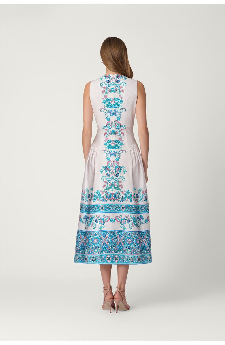 Shoshanna Warwick Tile Print Adele Dress, Alternate, color, Sky Blue Multi