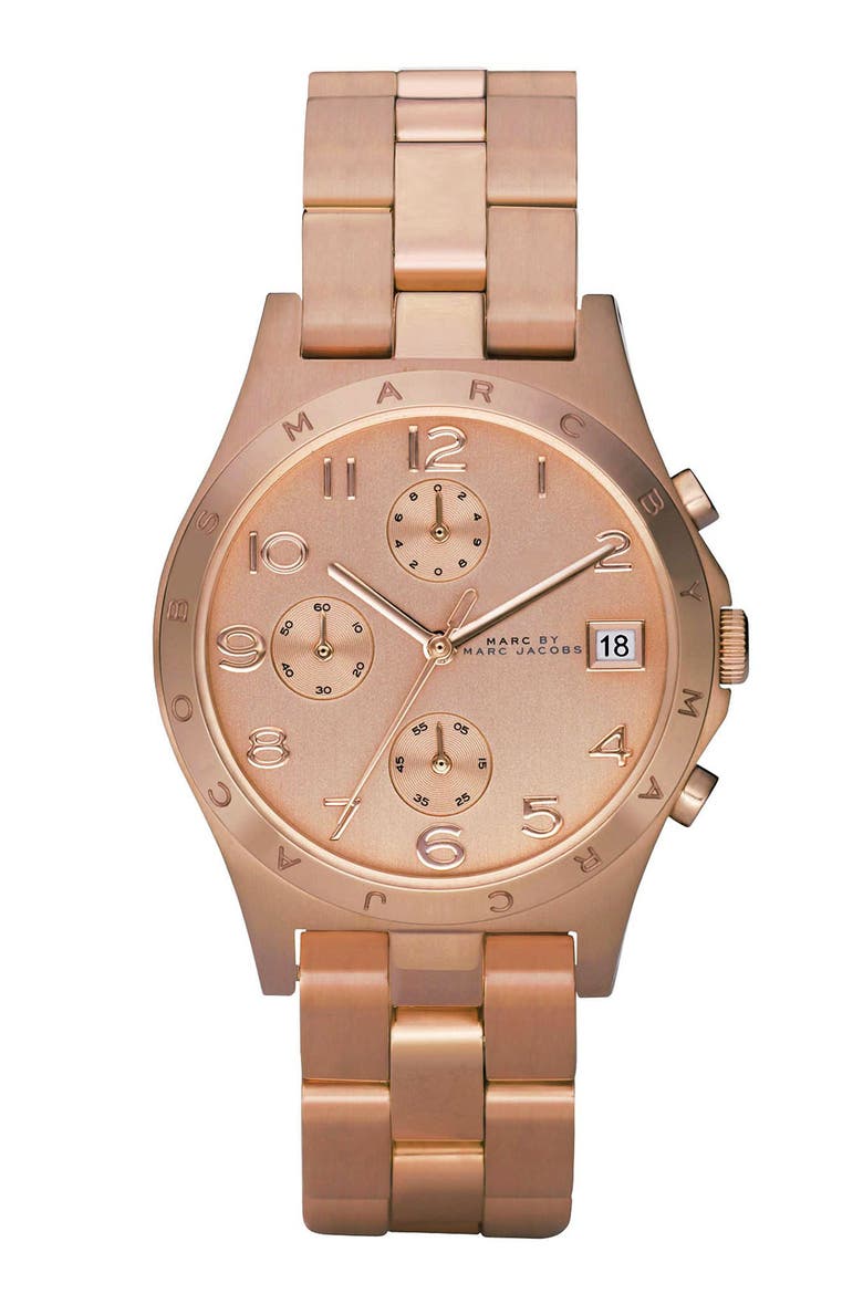 'Henry' Chronograph Bracelet Watch, 37mm, Main, color, ROSE GOLD