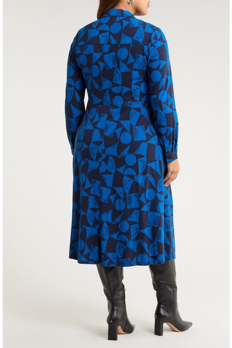 Coastline Print Long Sleeve Organic Cotton Blend Shirtdress, Alternate, color, GEO TUMBLE MARITIME