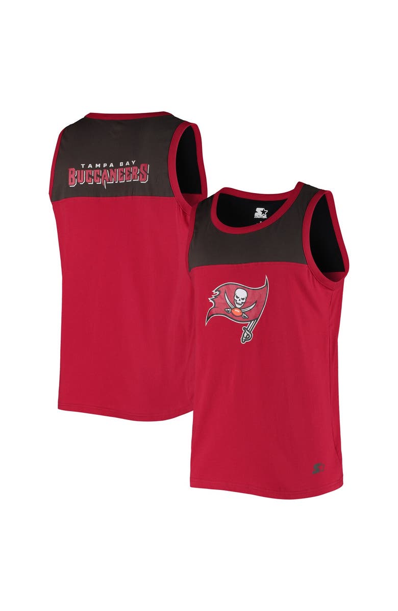 STARTER Men's Starter Red/Pewter Tampa Bay Buccaneers Team Touchdown Fashion Tank Top, Alternate, color, Red
